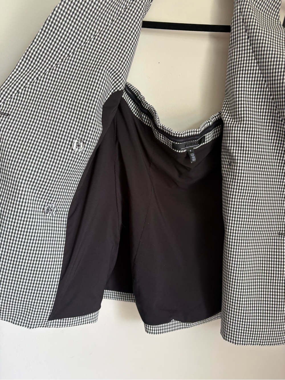 White House Black Market Black Gingham Sleeveless Blazer Double-Breasted - Picture 9 of 10